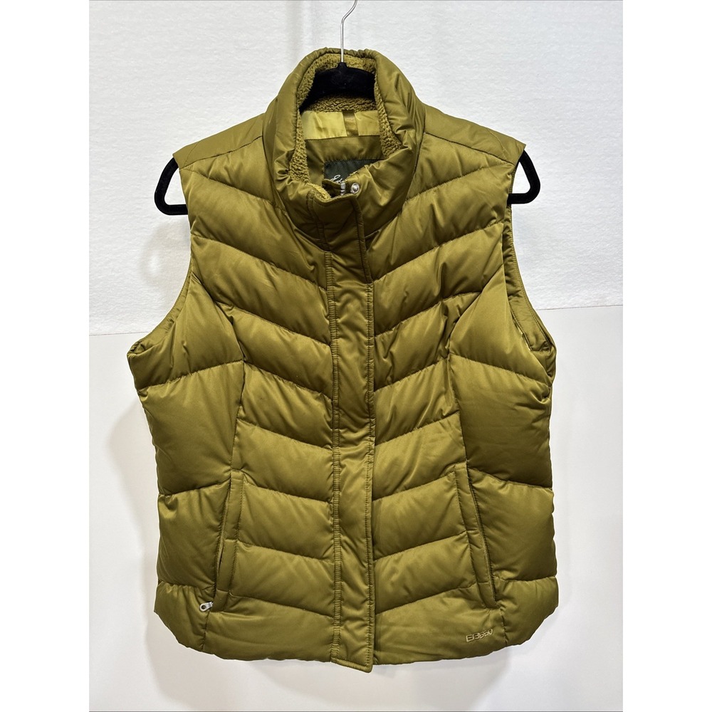 Eddie Bauer Premium Quality Goose Down Puffer Vest Men's XL Olive Green EB550